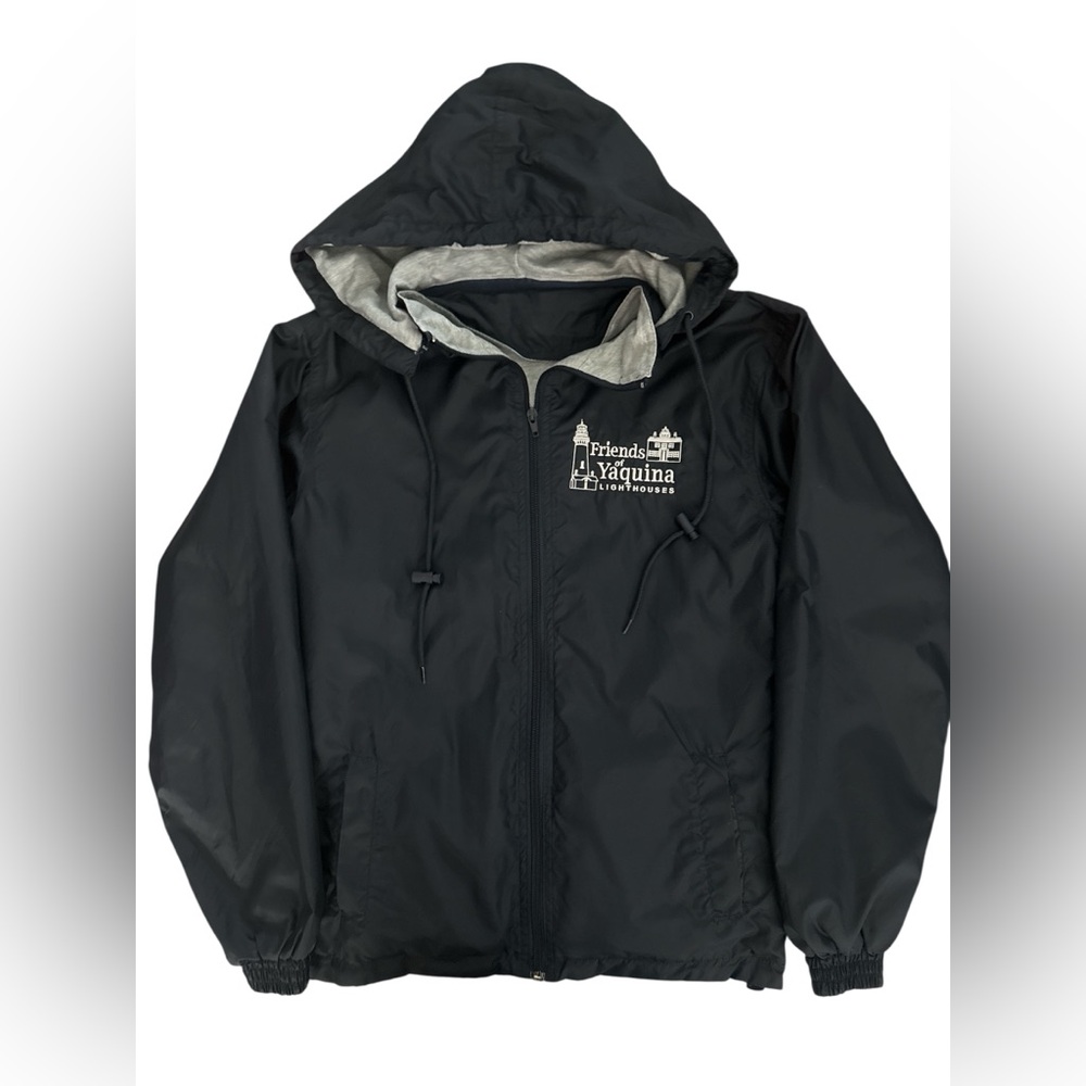 Raincoat Friends of Yaquina Lighthouse S Navy Gray Lined Hooded Jacket Newport